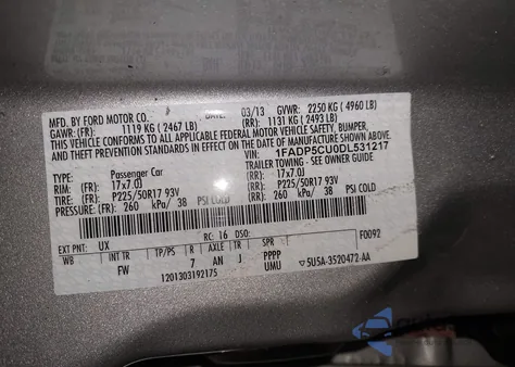 2013 Ford C-Max Energi Sel z USA, uszkodzony, nr VIN 1FADP5CU0DL531217